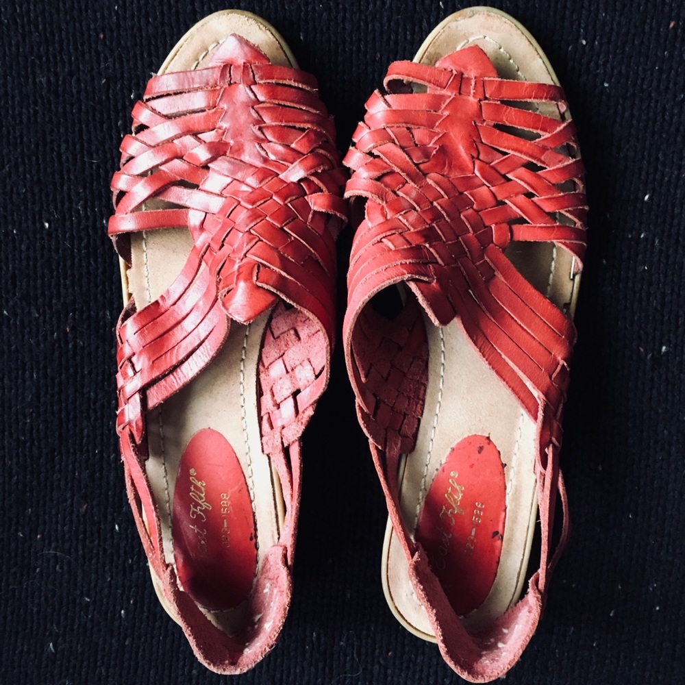 Red Huarache Sandals